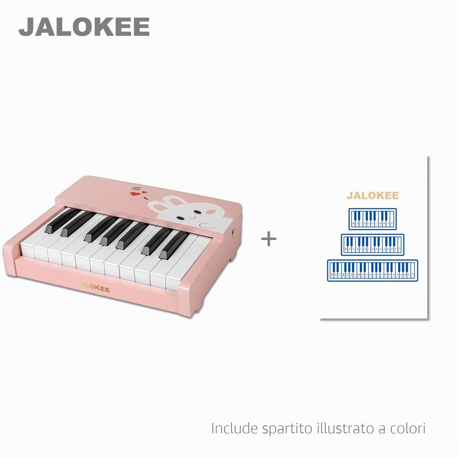 Tastiera per pianoforte per bambini, 18 tasti, mini musica, strumento educativo, giocattolo in legno per bambini e bambine (Rosa)