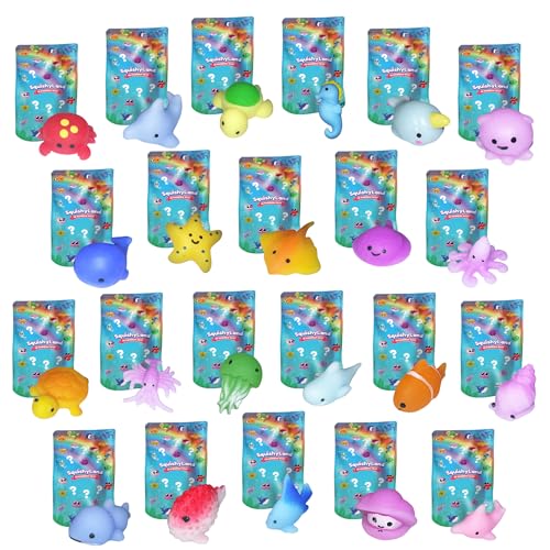 THE FIDGET GAME Mystery Squishies 22 Pack Squishy Toys Sea Animals Theme Non-Toxic Sensory Stress Relief Toys for Kids Classroom Rewards Goodie Bag Fillers Birthday