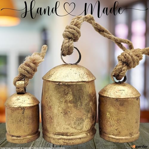 Set-of-3-Rustic-Style-Bells-Handmade-Giant-Vintage-Metal-Harmony-Christmas-Hanging-Decoration-Cow-Bells-on-Jute-Rope-Small Set of 3 Rustic Style Bells Handmade Giant Vintage Metal Harmony Christmas Hanging Decoration Cow Bells on Jute Rope Small