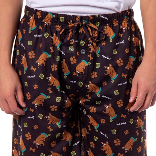 Scooby-Doo Men's Ruh-Roh! Snacks Dog Tag All-Over Print Lounge Sleep Pajama Shorts for Adults3
