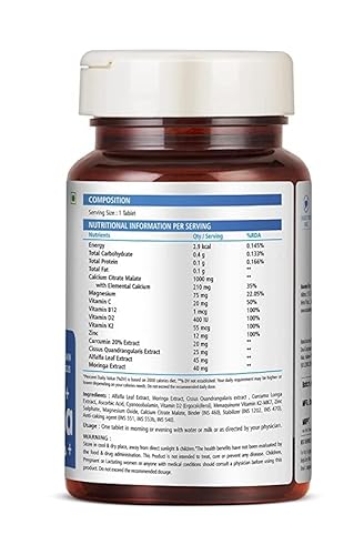 Ijk Enhanced Calcium Supplements With Multivitamins (Vitamins D, C, K), Herbal Extracts And Essential Minerals (Magnesium, Zinc) For Weak Bones And Joint Pain; 60 Veg Tablets For Men And Women #TOP2