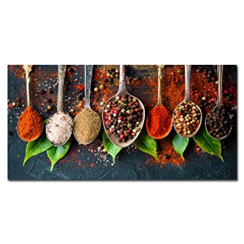 Tableau cuisine herbes épices moderne : poster mural de 40x80cm