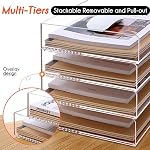 HeZone 2 Tier Paper Organizer Letter Tray,Acrylic Desk File Organizer,Clear - Image 5