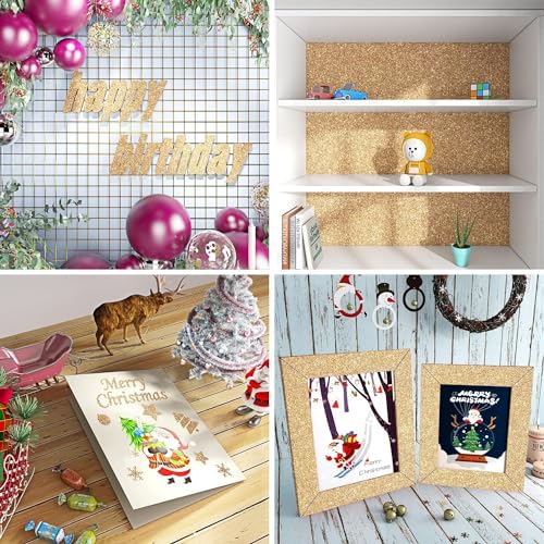 FunStick Papel de parede de glitter dourado champanhe borda de parede removível acabamento autoadesi