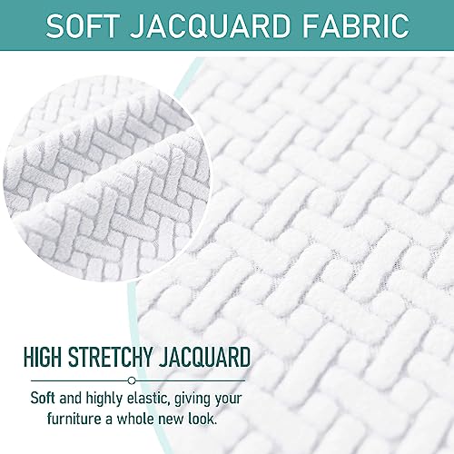 Housse extensible pour fauteuil à oreilles protégeant des taches en jacquard blanc