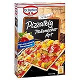 Dr. Oetker Pizzateig Italienischer Art, 320 g, Grundmischung für gelingsicheren Pizzateig italienischer Art, zum Selberbacken von Pizza, knusprig-dünner Boden, einfache & schnelle Zubereitung