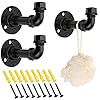 Sumnacon 3 Pcs Industrial Pipe Coat Hook Racks Heavy Duty Rustic Clothes Towel Holder Hanger Wall Mounted with Hardware for Home Office Electroplated Black Finish