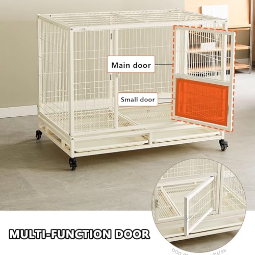 Zwei Türen mit Drehrollen und Tablett verzinkt Faltrohr zur Aufbewahrung Abnehmbarer Boden(White, 95 cm L x 62 cm H x 83 cm H)-4