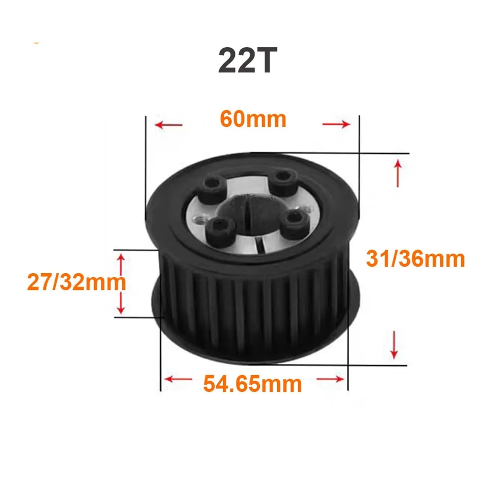 Polea de Correa de Distribución HTD8M 20T/22T/24T/25T/26 dientes polea de distribución sin llave diámetro del buje 8/9/10/12-25mm 8M rueda síncrona(Bore 22mm,22 Teeth,27mm (for belt 25mm))