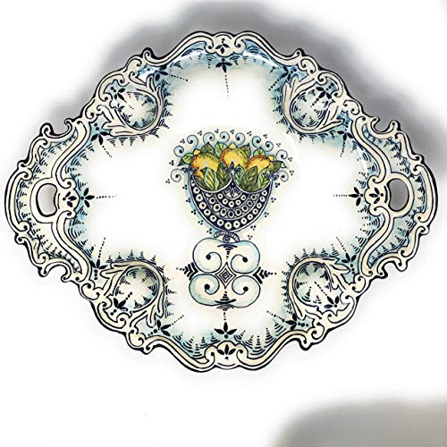 CERAMICHE D'ARTE PARRINI - Italian Ceramic Art Pottery Centerpiece Fruit Bowl Lemon Hand Painted Made in ITALY Tuscan
