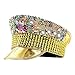 Steampunk Rhinestone Hat Fashion Rivet Studded Punk for Women Blingbling Wide Brim Cap Music Festival Stage Headgear Women Gold