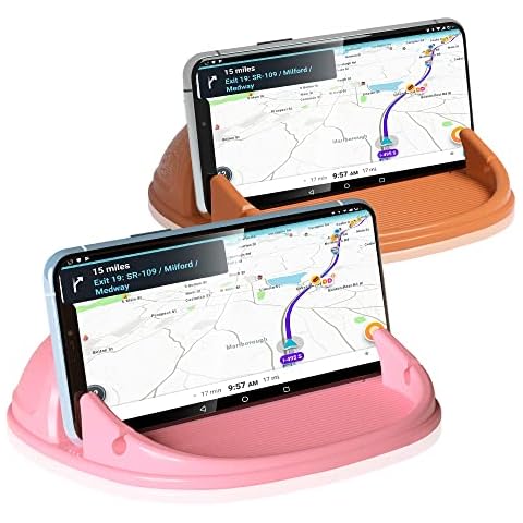 Loncaster Car Phone Holder, Pink & Orange Car Phone Mount Silicone Car Pad Mat for Various Dashboards, Slip Free Phone Stand Compatible with iPhone, Samsung, Android, GPS Devices and More Cover