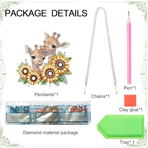 Image of AiYuanzsh Sunflower Giraffe 5D DIY Diamond Art Painting Hanging Kits Creative Design Special Shaped Crystal Pendant Kits Home Decoration Ornament