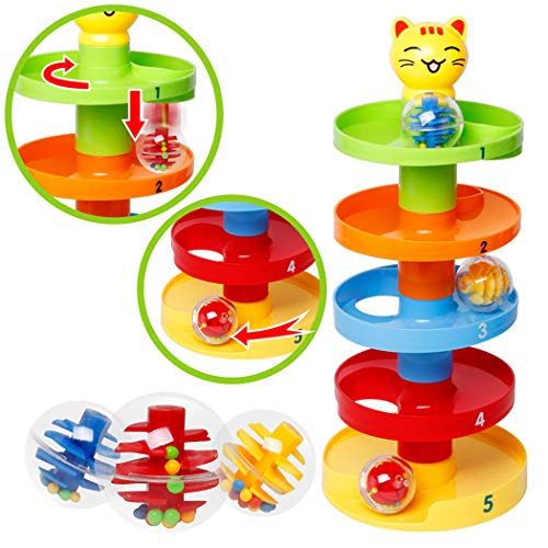 Lowest Prices! Kid Educational Toy, JUSTDOLIFE Stacking Blocks Set Interactive Ball Rolling Building...