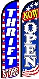 OnPoint Wares Thrift Store Now Open Flags – Pack of 2 | 3 ft x 11.5 ft Outdoor Advertising Flags for Thrift Store Business | Weatherproof Polyester (Hardware Not Included)