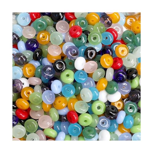 300Pcs Glass Beads Flat Round 3x6mm for DIY Jewelry Accessories Bracelet Necklaces Key Chain Earrings Mobile Phone Chain Making Supplies (Mixed Color)