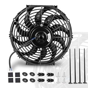 12 Inch Universal Electric Radiator Slim Fan 12V 80W High Performance Cooling Push Pull w/Mounting Kit 1PCS
