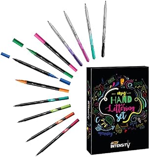 Bic My Hand Lettering Set, Contains BIC Intensity Fine (0.4 mm), Medium (0.7 mm), Dual Tip (Fine and Brush) Felt Pens and Calligraphy Sheets, Set of 44