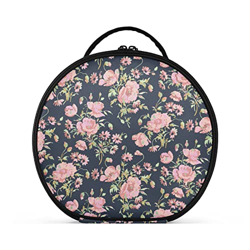 linqin Caja organizadora de maquillaje portátil para mujer, estuche de maquillaje de viaje con separadores ajustables, rosas silvestres, bolsa de maquillaje para brochas y cosméticos, joyas, artículos