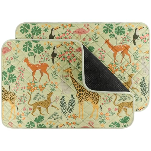 Image of IEUUMLER Washable Pee Pads for Dogs, 2 Pack Forest Pattern Reusable Waterproof Puppy Pads, Non-Slip Super Absorbent Dog Training Pad for Playpen Crate Bed EU013 Green Jungle, 36x24