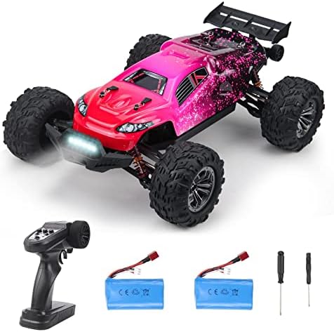 BESWIT RC Cars for Adults 1:10 Remote Control Car 4WD High Speed RC Car 2.4GHz All Terrain Large RC Truck with Light and Two Batteries 46+KM/H