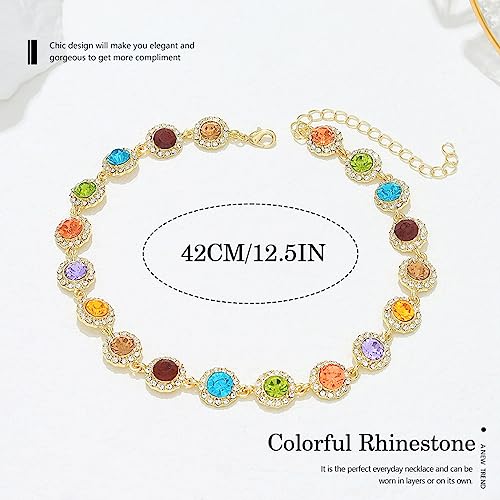 JEAIRTS Multi-color Rhinestone Choker Necklace Sparky Crystal Chokers Glitter Party Prom Necklace Chain Jewelry for Women2