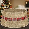 Blissun christmas tree collar rattan farmhouse christmas tree ring natural woven rustic christmas tree skirt plaid large  urban country home decor
