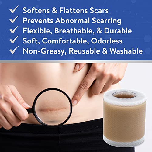 Image of Aroamas Scar Silicone Scar Sheets Scar Removal Silicone Scar Tape 1.6x60 inch for Softening and Flattening Scars, Acne, C-Section, Keloid Surgery, Painless Removal, Reusable, Washable, 6-8 Month Supply