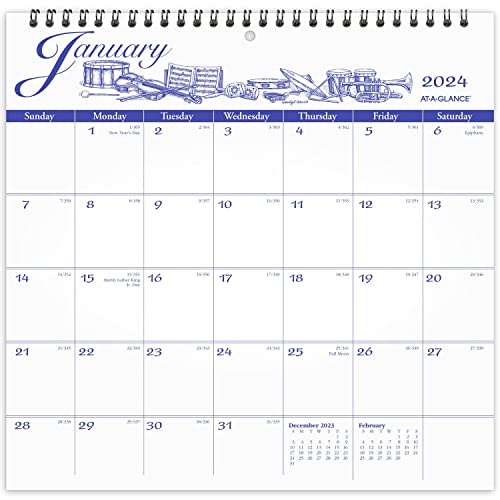 AT-A-GLANCE 2024 Wall Calendar, 12" x 12", Medium, Monthy, Illustrator s Edition (G10001724)