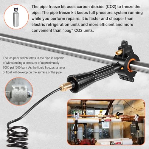 Image of Pipe Freeze Kit, CST2 Pipe Freezing Kit For 1 /8 inch to 2 inch OD, Use CO2 To Freeze Tube Wire Plumbing, Water Line Repair Tool Kit, Replacement For Cold Shot Pipe Freeze Kit