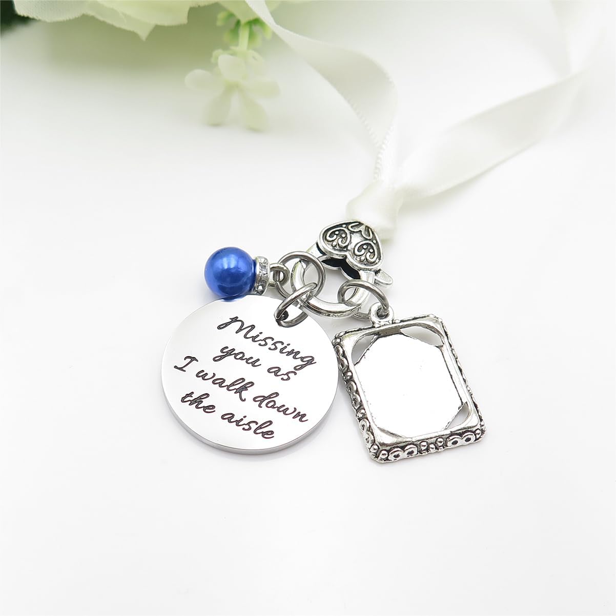 Handmade Wedding Bouquet Charm with Photo Frame Something Blue