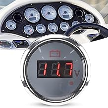 Marine Voltage Gauge Marine Volt Meter 52mm Diameter Boat Voltage Gauge LED Digital Display 316 Stainless Steel Marine Voltmeter Gauge Universal for Car Boat Auto