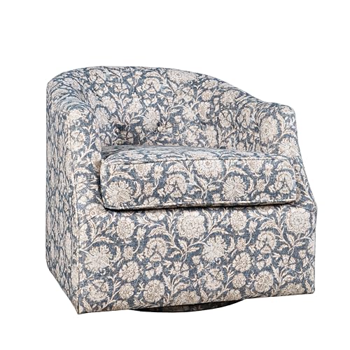 Sillón giratorio tapizado floral azul compacto miniatura 4