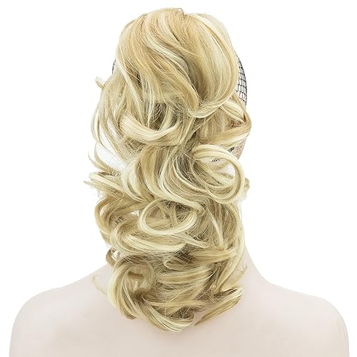 IMISSU Messy Curly Hair Short Claw Ponytail Hair Extensions Pony Tail Clip in Hairpieces (Medium Blonde) - Image 2