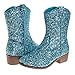 Josmo Girls Cowboy Western Boots - Girl Western Cowgirl Boot - Blue Glitter (size 2 Big Kids)