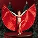 Tefrica Women's Professional Belly Dance Wings with Sticks Halloween Carnival Performance Accessories (Red, Kids)