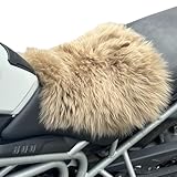 MotoCoverz 'The Nomad' Long‑Wool Sheepskin Seat Pad – 36 × 34.5 cm Adventure/Touring Motorcycle Cushion – Secure Straps, Temperature‑Regulating, Handmade in UK (Camel)