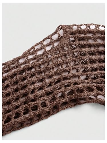 Verdusa Women's Hollow Out Sheer Shrug Sweaters Crochet Boat Neck Bell Sleeve Knit Pullovers Tops4