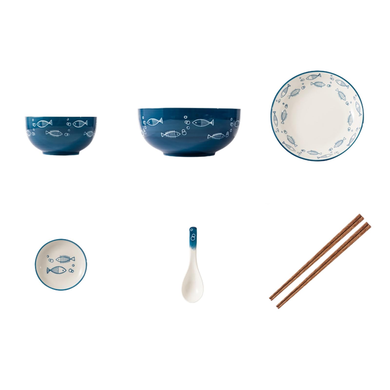 Cuenco de arroz de cerámica de color bajo vidriado con personalidad exquisita japonesa, práctico juego de comida para dos personas (juego de nueve piezas)