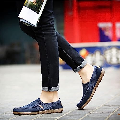Men's Casual Fashion Canvas Slip On Boat Shoes Deck Shoes,Casual Vintage Non-Slip Lightweight Breathable Arch Support Loafers Walking Driving Shoes4