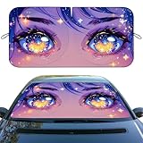 Anime Eye Car Windshield Sunshade Folding Funny Cartoon Girl Eyes Heatshield Front Window Car Sun ​Shade Windshield Rays Sun Shade Visor Protector for Car Sedan Truck SUV Accessories 59' L x 31.5' W