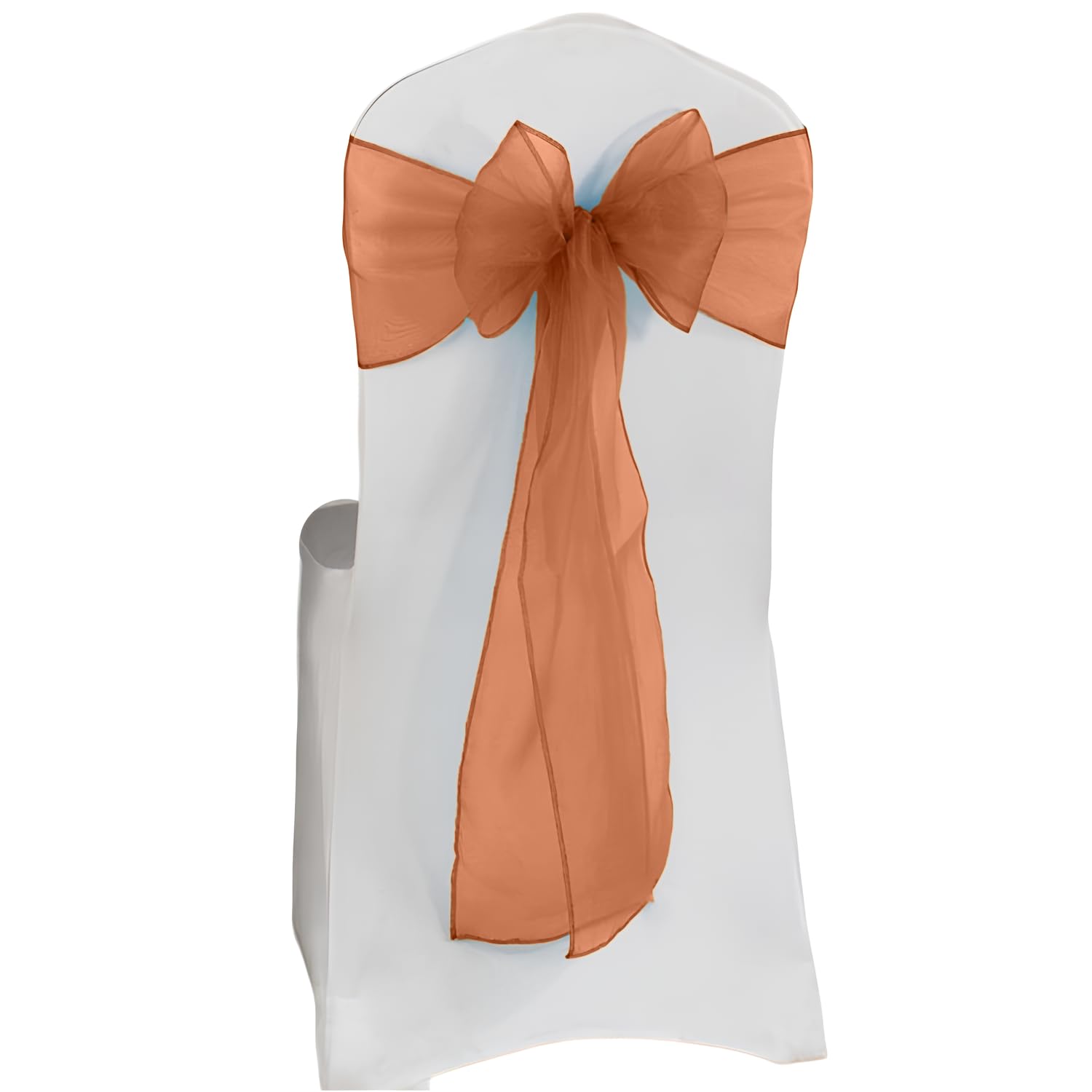 Elegant Event Essentials – Set of 100 - Organza Chair Tie Sashes - Wider Fuller Cover for Wedding Decorations, Birthday, Banquets & Party Events - Chair Cover Sheer Bows, Ribbon - Coral