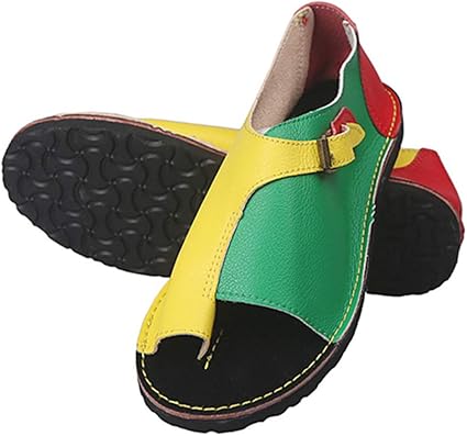 Patchwork buckle flat sandal Clearance