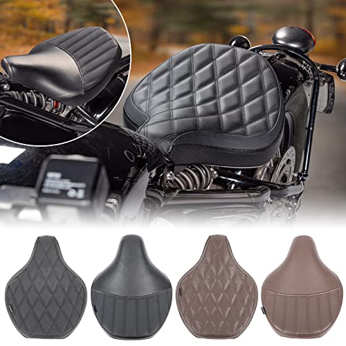 Lorababer Motorcycle Front Driver Cushion Seat Pad Compatible with Bonneville Bobber 2017 2018 2019 2020 2021 2022 2023 2024 Ride Touring Vintage Solo Saddle Cover (Black-Style 2)