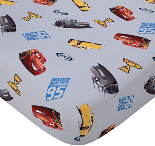 Image of Disney Cars Fitted Crib Sheet 100% Soft Breathable Microfiber, Baby Sheet, Fits Standard Size Crib Mattress 28in x 52in, Gray