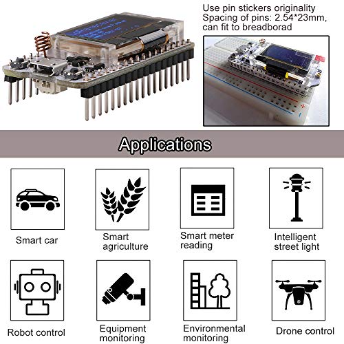 ESP32 LoRa 32 (V2), ESP32 Development Board WIFI Bluetooth LoRa Dual Core 240MHz CP2102 with 0.96inch OLED Display included 868/915MHZ Antenna for Smart Cities, Smart Farms, Smart Home, and IoT Makers - Thumbnail 7