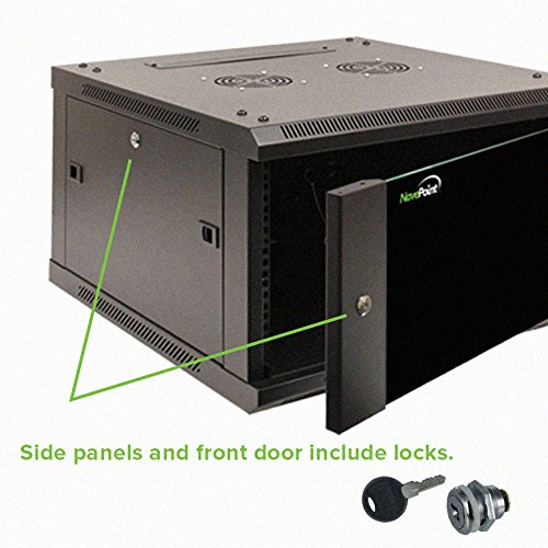Navepoint 15U Wall Mount Network Server Cabinet For 19” It, A/V Equipment, Lockable Glass Door & Removable Side Panels, 2 Fans, Casters, 450Mm Depth #TOP4