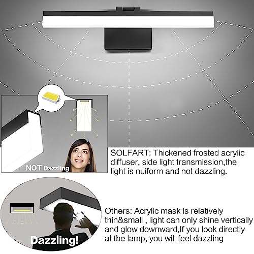 Image of SOLFART 18 Inch Vanity Lights for Bath Dimmable Bathroom Lights Over Mirror Black Bathroom Light Fixtures Wall Light Fixtures Indoor Modern Light Fixture