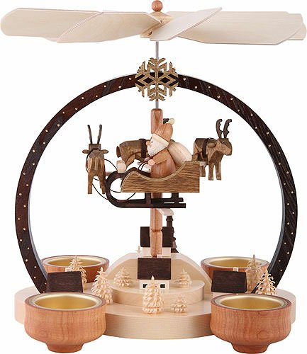 Pyramide de Noël 1 étage de 25 cm en bois véritable pour décoration de table
