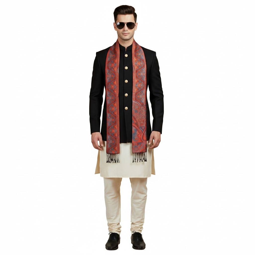 muffly Bamboo Silk Modal Men Stole with Fringed Edges – Size - 80x28 Inches-picture-18